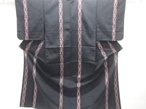 大正ロマン　変わり縞模様織り出しお召単衣着物